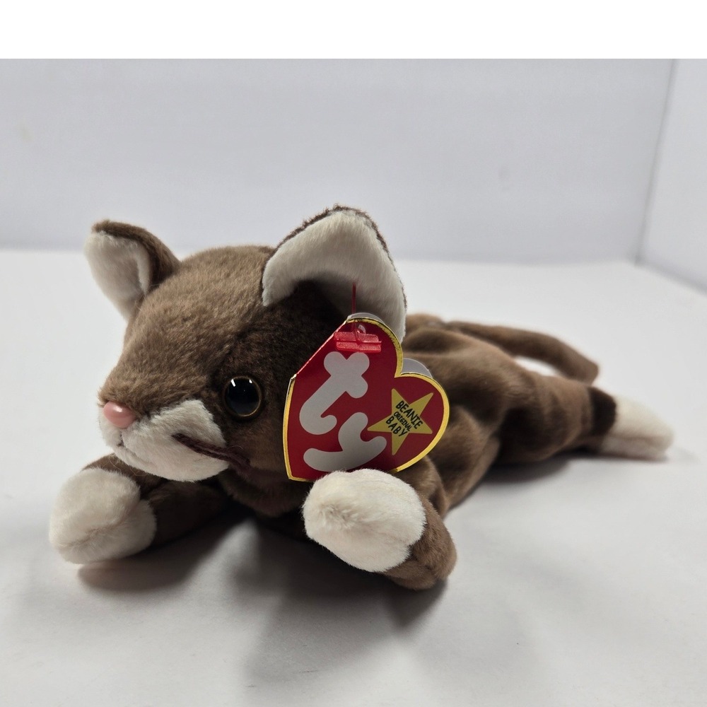Ty Beanie Baby Pounce the Cat Brown White Plush Vintage 1997 Retired 4122